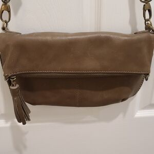 Leather Tassel Crossbody Bag - Olive Green